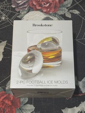 BRAND NEW BROOKSTONE 2-PC SILICONE  FOOTBALL ICE MOLDS WHISKEY DISHWASHER SAFE